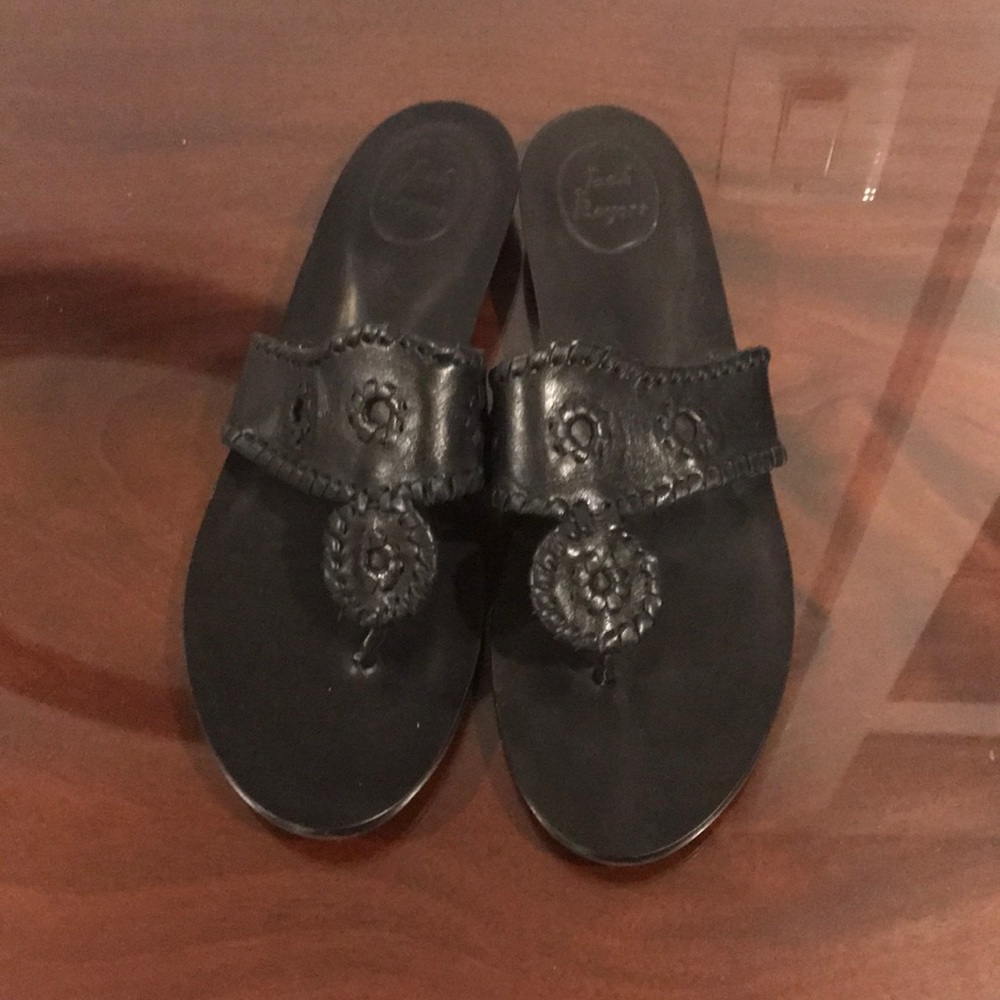 Jack Rogers Black Leather Chandler Sandals